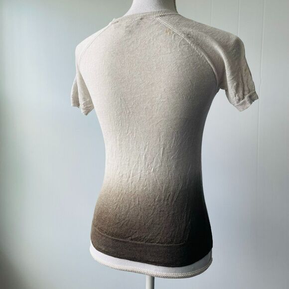 Theory Toraely Sag Harbor Ombre Sweater Linen Gray Size Petite Knit Short Sleeve - Picture 4 of 9